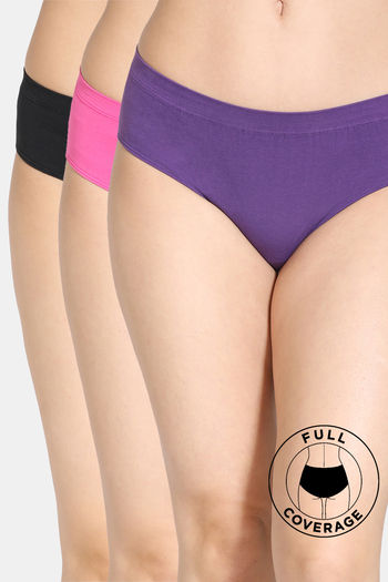 Buy Zivame Low Rise Full Coverage Hipster Panty (Pack of 3) - Assorted